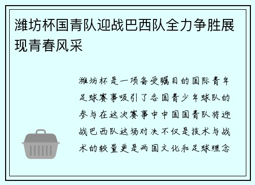 潍坊杯国青队迎战巴西队全力争胜展现青春风采